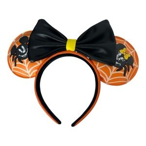 Disney Minnie Spider Web Ears Loungefly Halloween Headband EUC